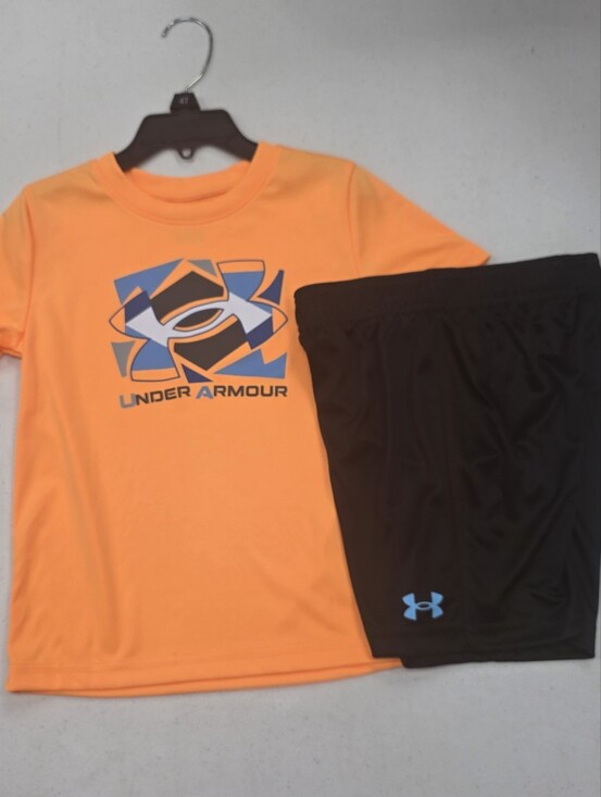 Under Armour Other - Under Armour Men's Neon Orange Athletic Tee & Black Shorts Set